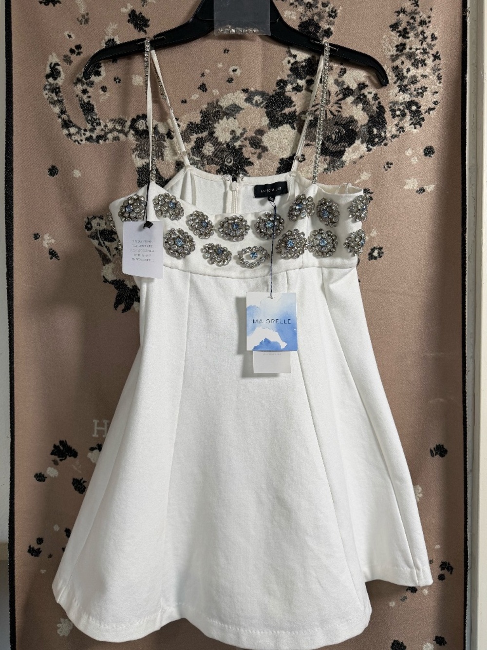 MAJORELLE White Crystal Embellished Mini Dress NWT Replacement Jewels